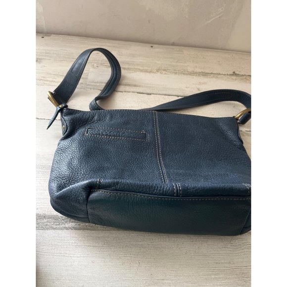 Jones New York woman’s blue genuine leather shoulder bag - Picture 2 of 9